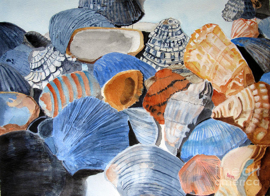Shells on the Beach Painting by Sandy McIntire
