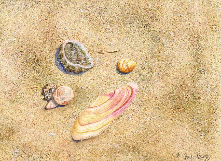 Shells on the Sand Number Two Painting by Gay Pautz