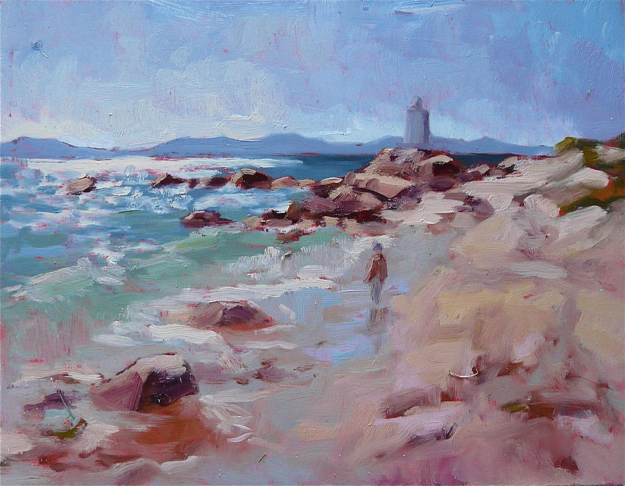 Shelly point with figure Painting by Yvonne Ankerman