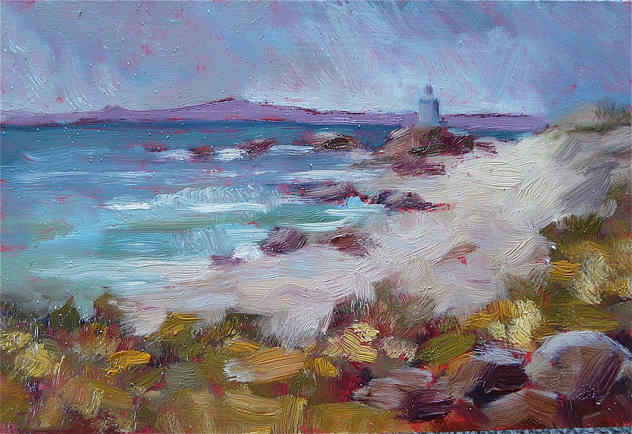 Shelly Point with wild flowers Painting by Yvonne Ankerman
