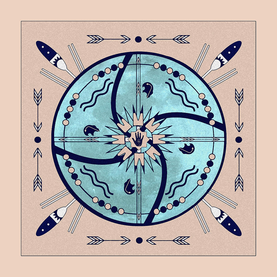 Sheltering Moon Native Symbols Mandala Digital Art by Deborah Smith