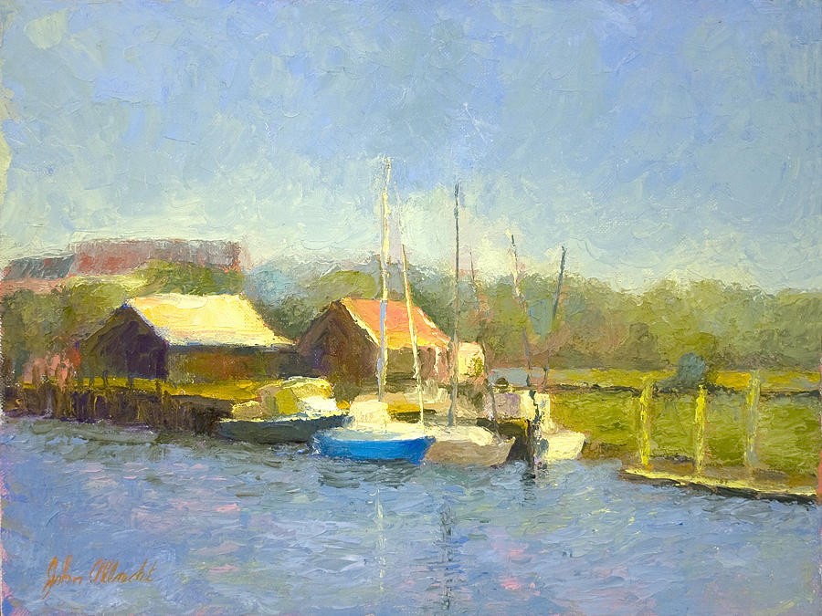 Boat Painting - Shem Creek Docks by John Albrecht