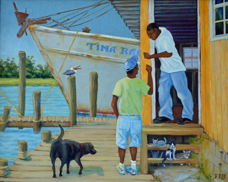Shem Creek Docks Week End Painting by Dwain Ray