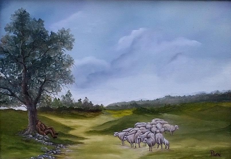 Impressionism Painting - Shepherd 2 by Van Nieuwenhuize Rodica