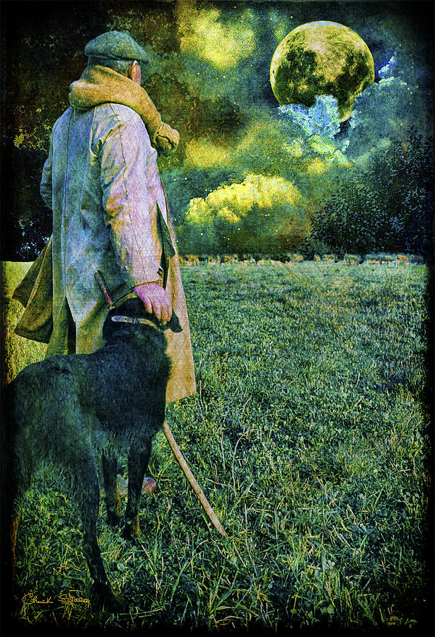 Shepherd and Moon Photograph by Chuck Staley