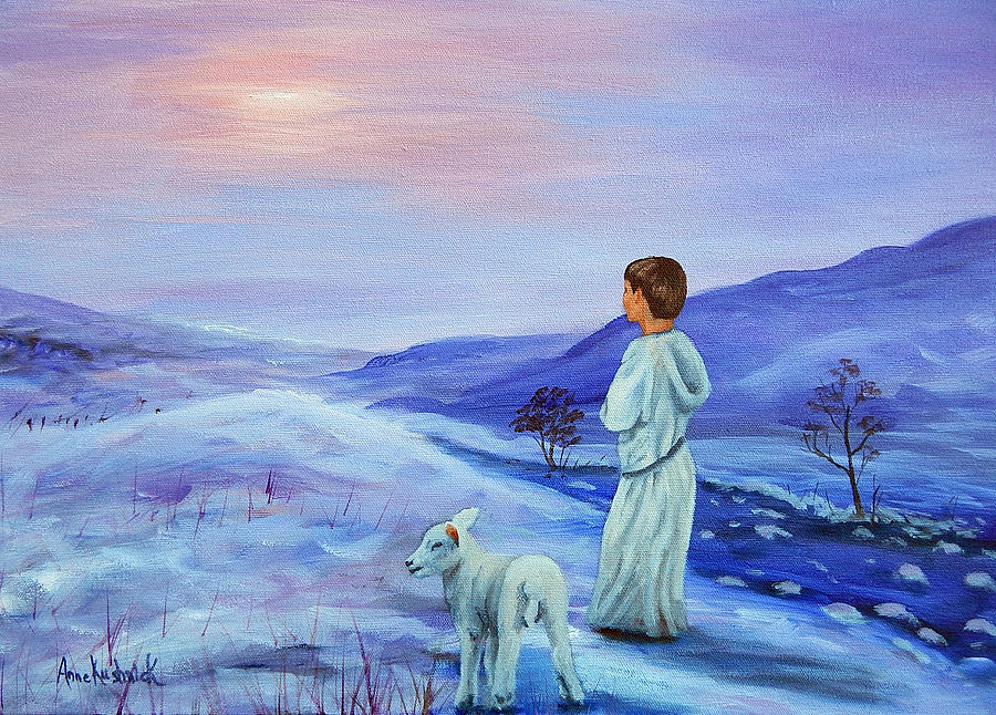 Christmas Painting - Shepherd boy by Anne Kushnick
