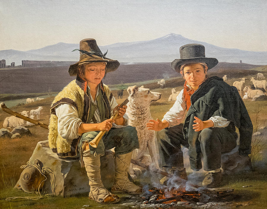 Shepherd Boys in the Roman Campagna 1835 Painting by Hakon Soreide