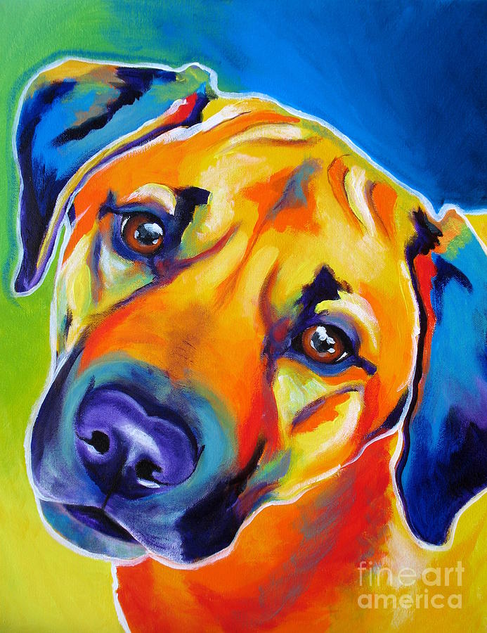Rhodesian Ridgeback - Puppy Dog Eyes Painting by Dawg Painter