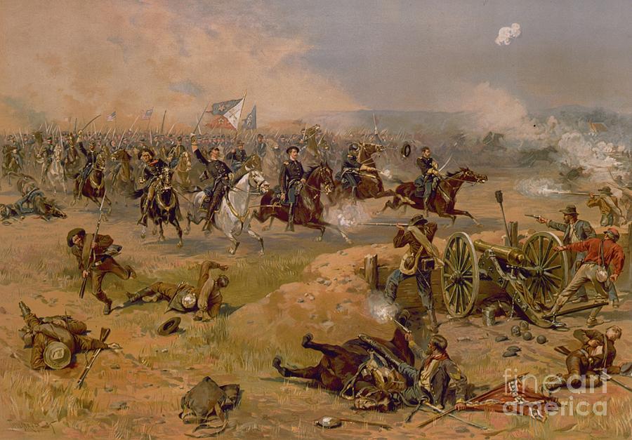 Flag Painting - Sheridans Final Charge at Winchester by American School