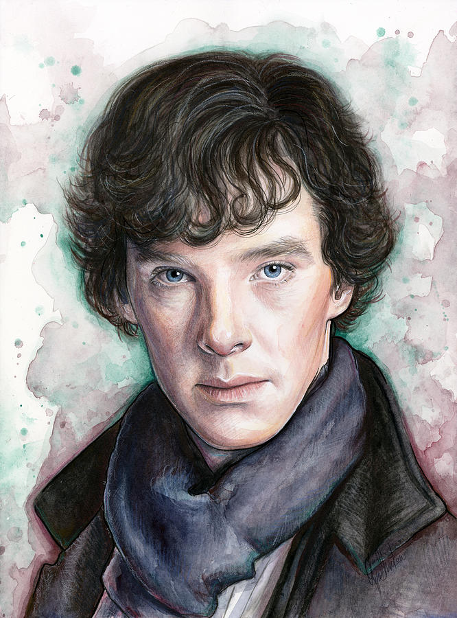Sherlock Painting - Sherlock Holmes Portrait Benedict Cumberbatch by Olga Shvartsur