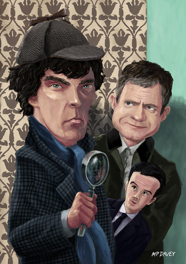 Sherlock Holmes Watson and Moriarty at 221B Digital Art by Martin Davey