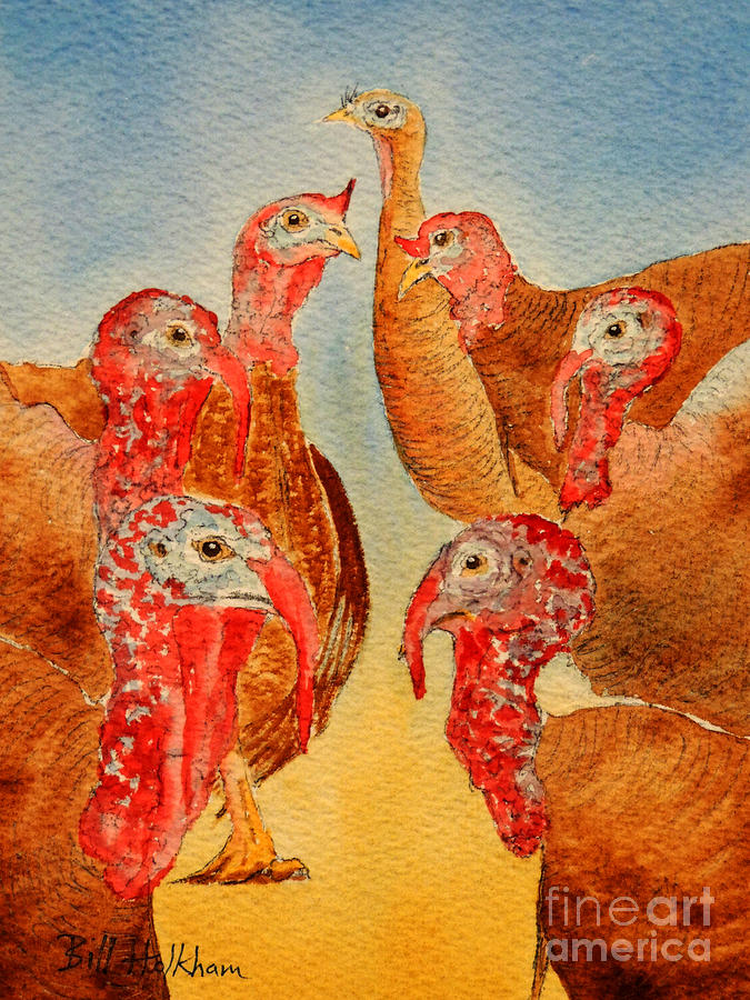 Wild Turkeys Painting - Shes All That by Bill Holkham