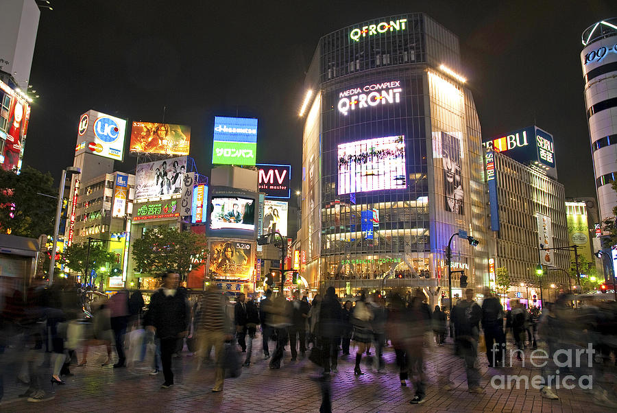 Architecture Photograph - Shibuya crossing at night tokyo japan  by JM Travel Photography