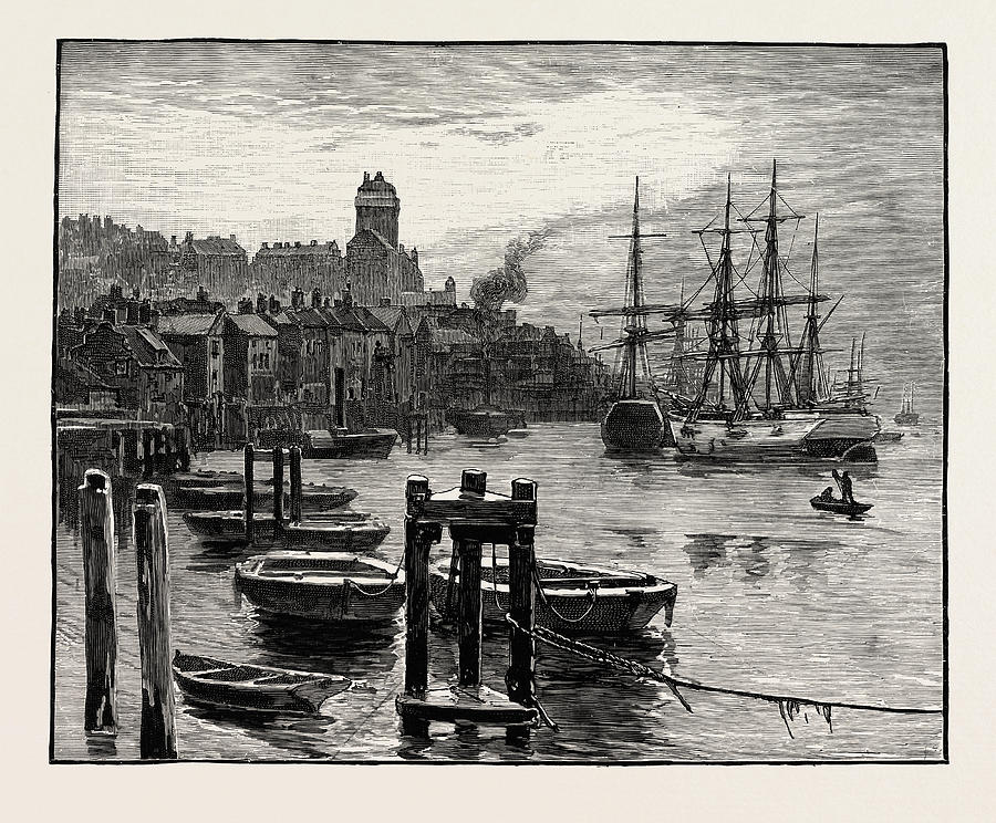 Shields Harbour The High Lights Drawing By English School 