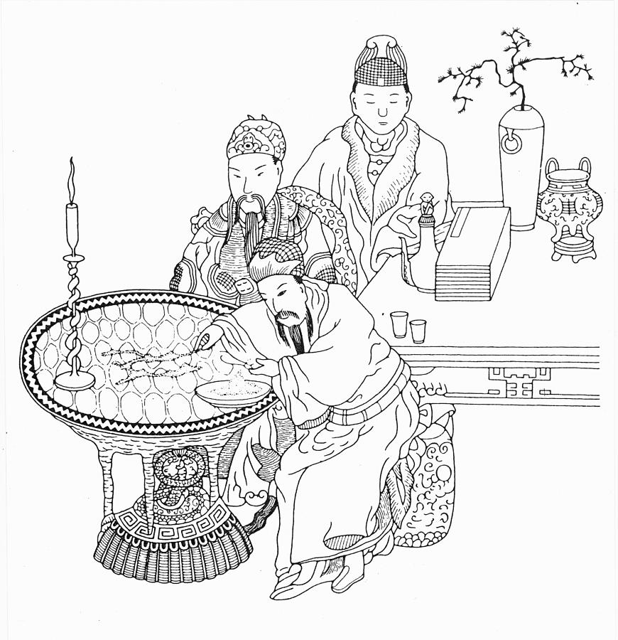 Shih Huang Ti (259-210 B Drawing by Granger