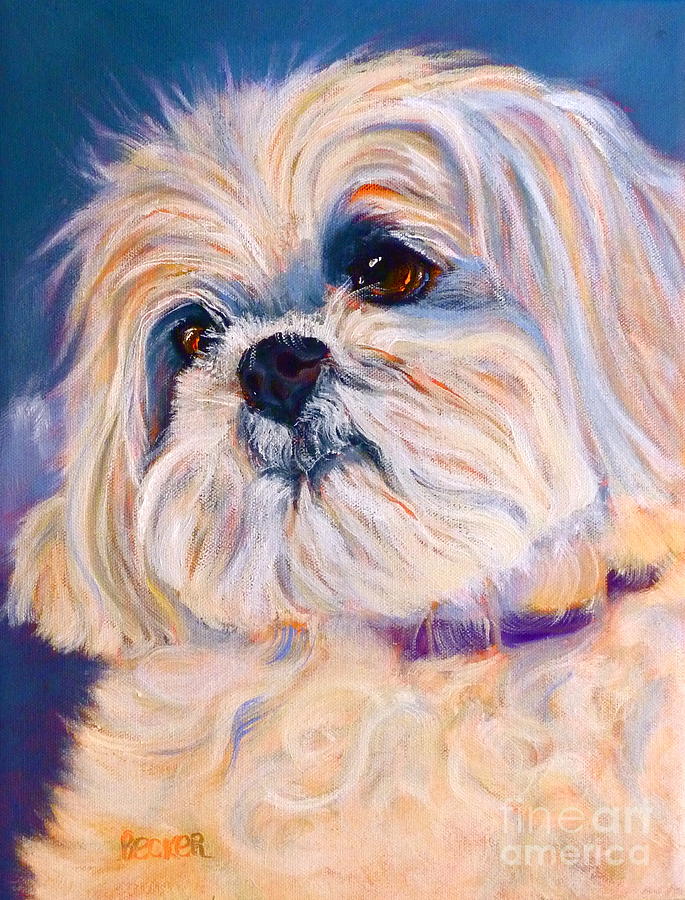 Nature Painting - Shih Tzu Rescue by Susan A Becker