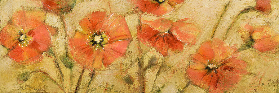 Orange Poppies Painting - Shimmering Poppies by Jen Norton