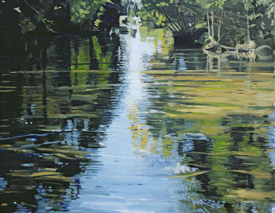 Sunlight Photograph - Shimmering River, 2003 Oil On Canvas by Alan Byrne