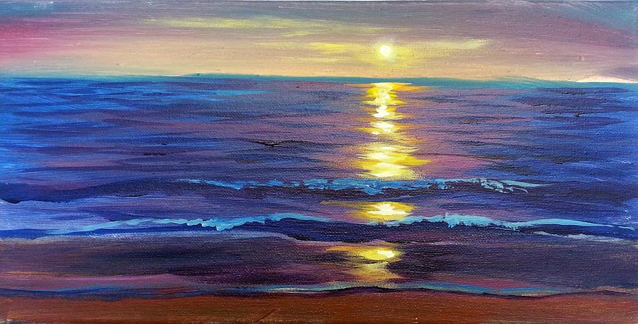 Sunset Painting - Shimmering Sea by Marco Aguilar