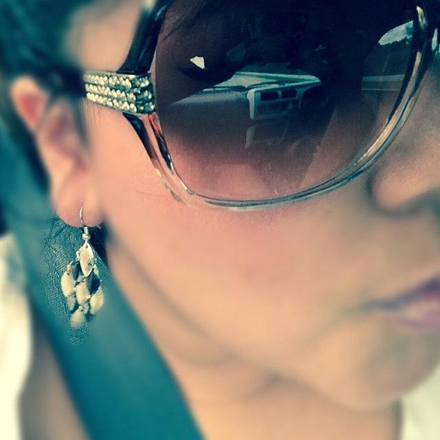 Portrait Photograph - Shine Bright. #earrings #sunglasses by Carlee Ortiz