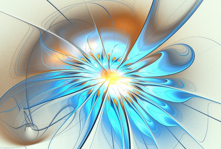 Flower Digital Art - Shining Blue Flower by Anastasiya Malakhova