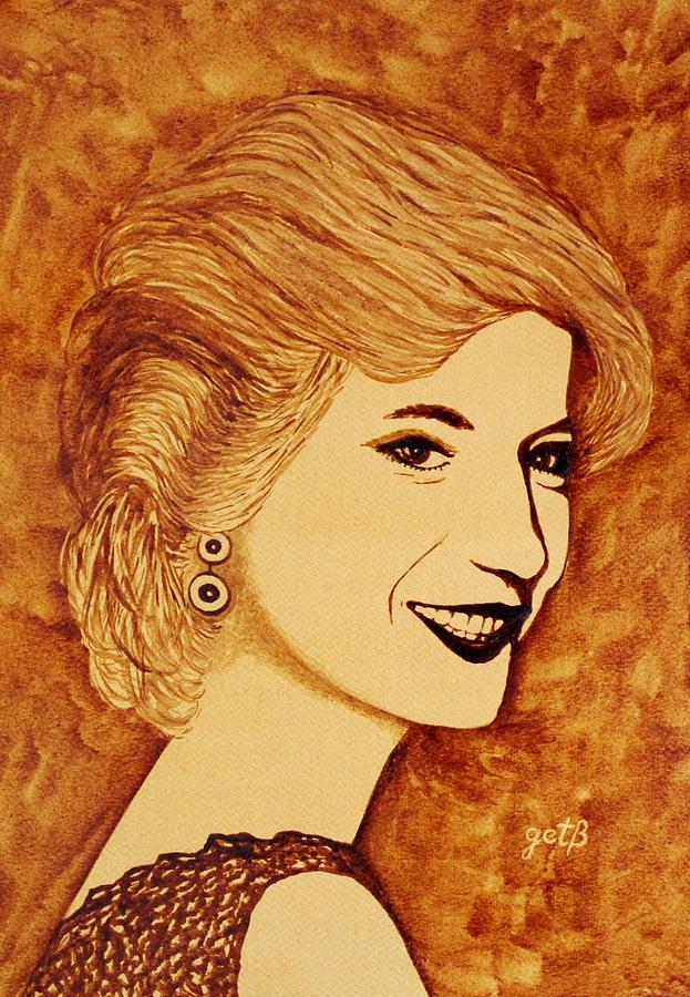Shining Diana Princess coffee painting Painting by Georgeta  Blanaru