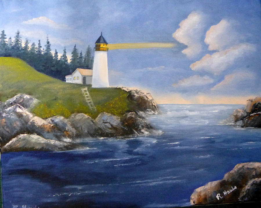 Lighthouse Painting - Shining light by Reta Haube