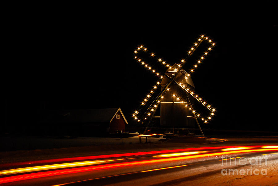 Lamp Photograph - Shining Windmill by Kennerth and Birgitta Kullman