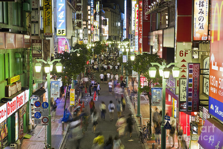Shinjuku Street Scene at Night Photograph by Bryan Mullennix