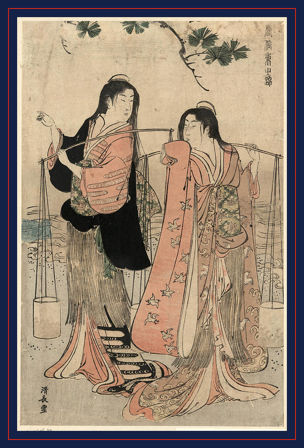 Bucket Drawing - Shiokumi, Salt Maidens. 1784 Or 1785, 1 Print  Woodcut by Torii, Kiyonaga (1752-1815), Japanese
