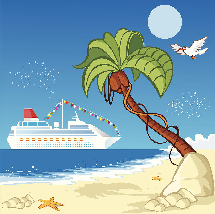 Ship and beach Drawing by Drmakkoy