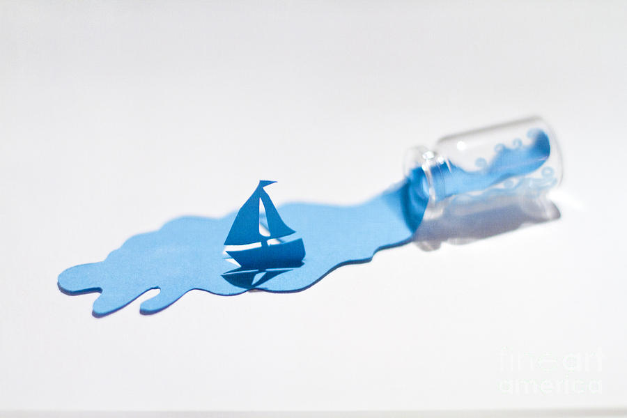 Paper Photograph - Ship from a bottle by Catherine MacBride Paper Photograph - Ship from a bottle by Catherine MacBride