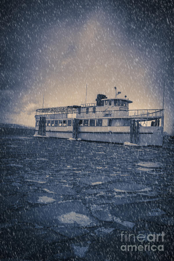 Ship in a snowstorm Photograph by Edward Fielding