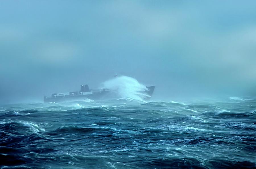 Ship In A Storm Photograph by Patrick Landmann/science Photo Library