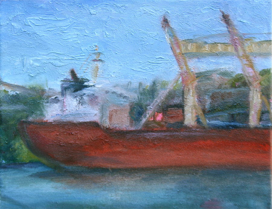 Ship In Port - Original Impressionist Painting - Affordable Art Painting
