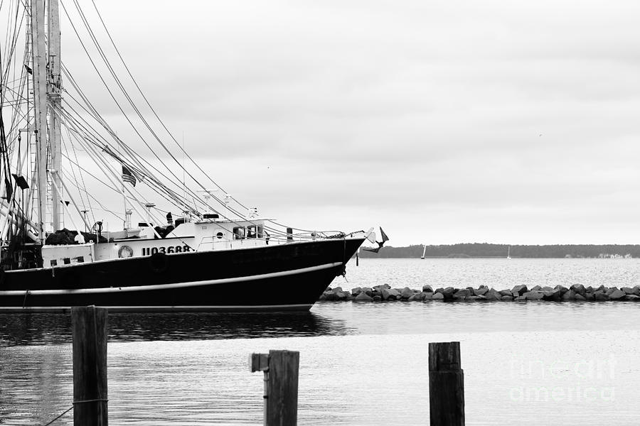 Black And White Photograph - Ship in the Harbor by Robert Yaeger
