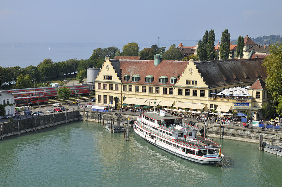 Ship in the Lindau harbor Lake Constance Germany Photograph by Matthias Hauser