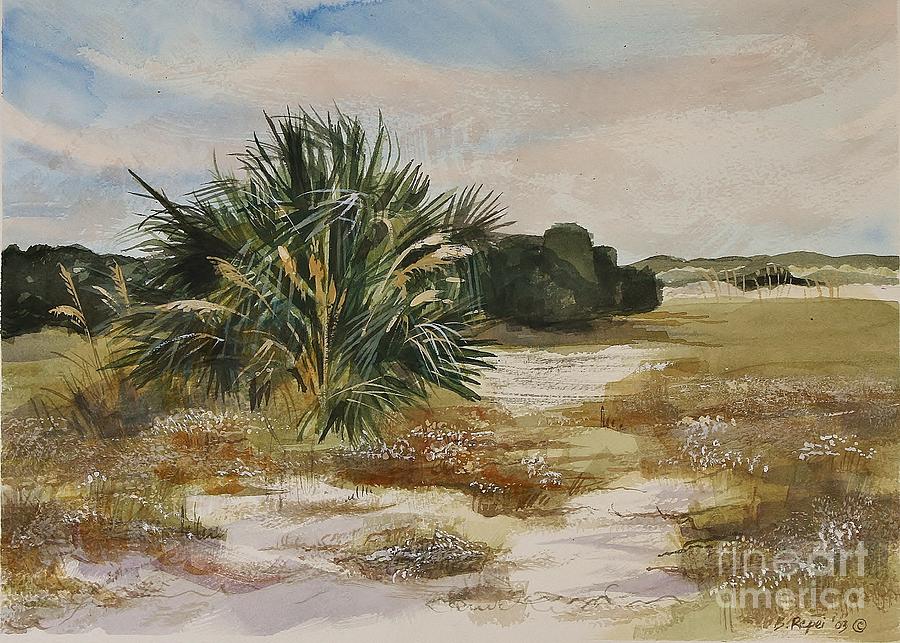Watercolor Painting - Ship Island Palmetto by Bruce Repei