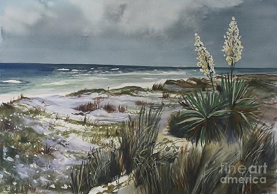 Beach Painting - Ship Island Yuccas by Bruce Repei