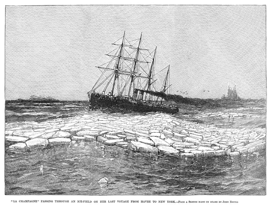 Transportation Painting - Ship La Champagne, 1890 by Granger