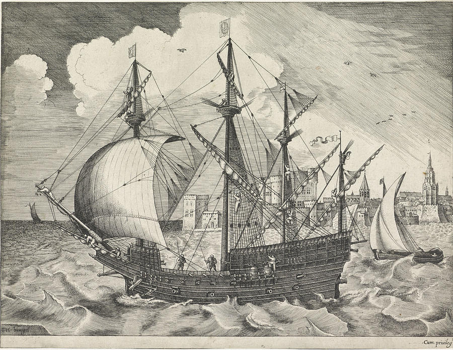 Ship Leaves Port, Frans Huys Drawing by Frans Huys - Fine Art America