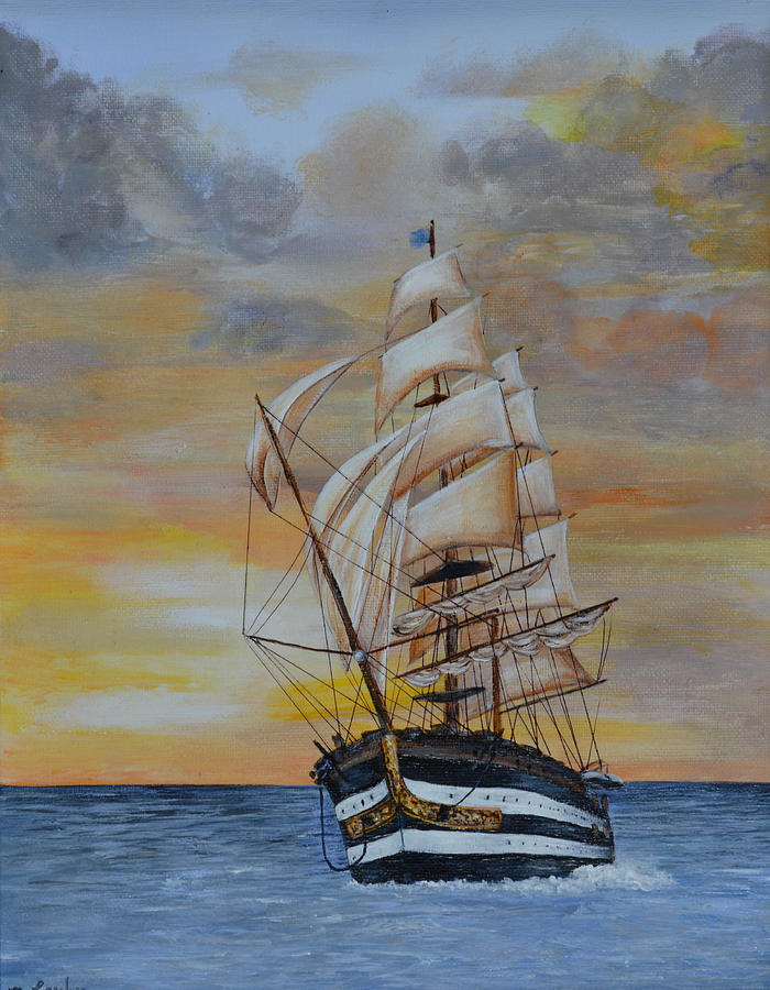 Ship on the High Seas Painting by Nancy Lauby