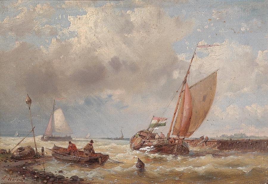 Shipping on a choppy sea Painting by Celestial Images