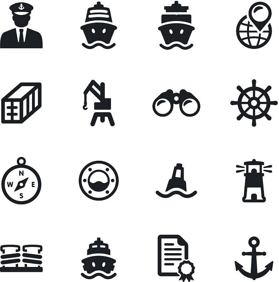 Shipping Port Icons Drawing by Soulcld