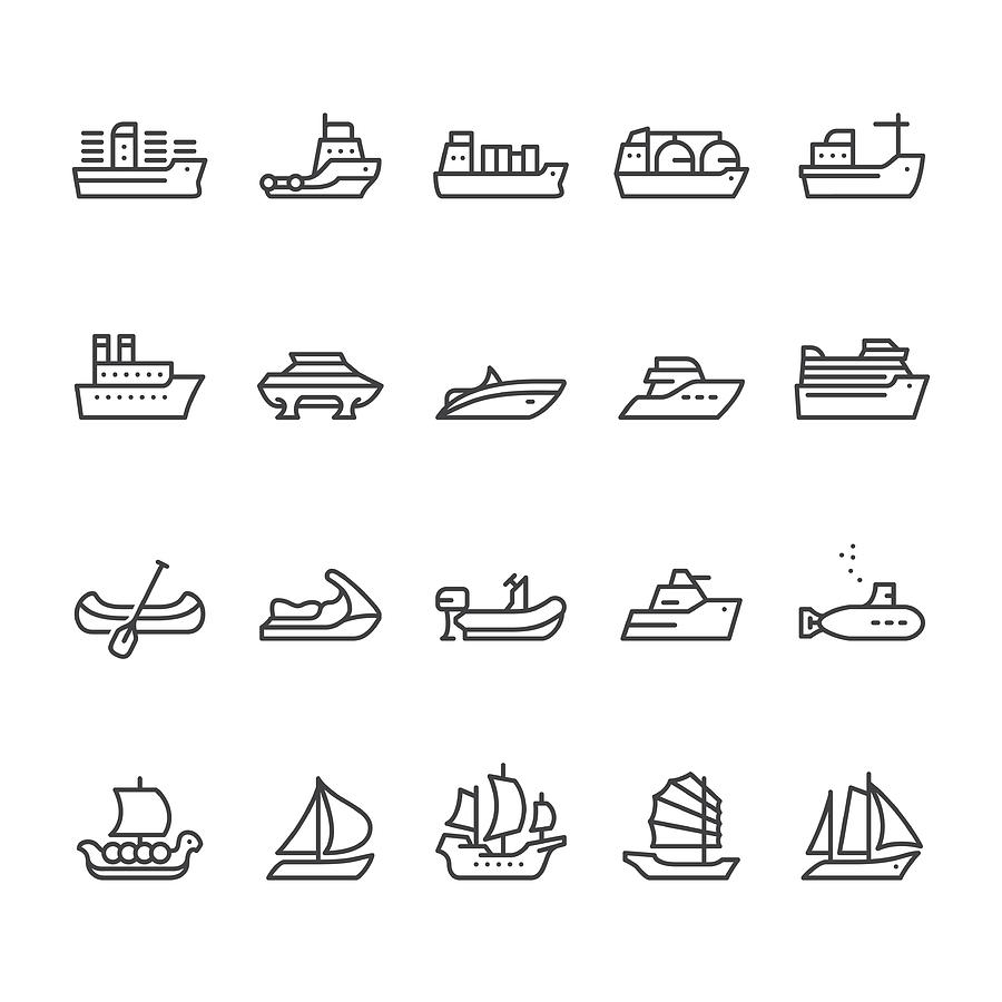 Ships and Boats vector icons Drawing by Lushik