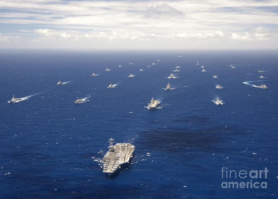 Transportation Photograph - Ships And Submarines Participating by Stocktrek Images
