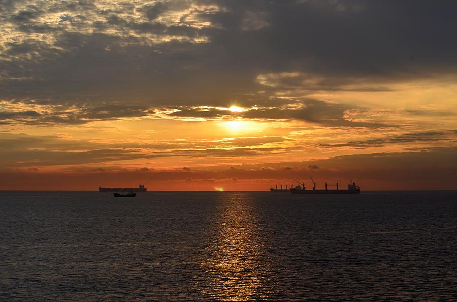 Ships waiting for the Panama Canal Photograph by Jeff Chase - Fine Art ...