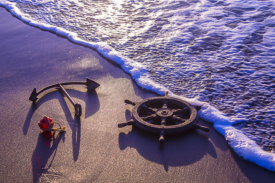 Beach Photograph - Ships Wheel Ocean Beach by Garry Gay