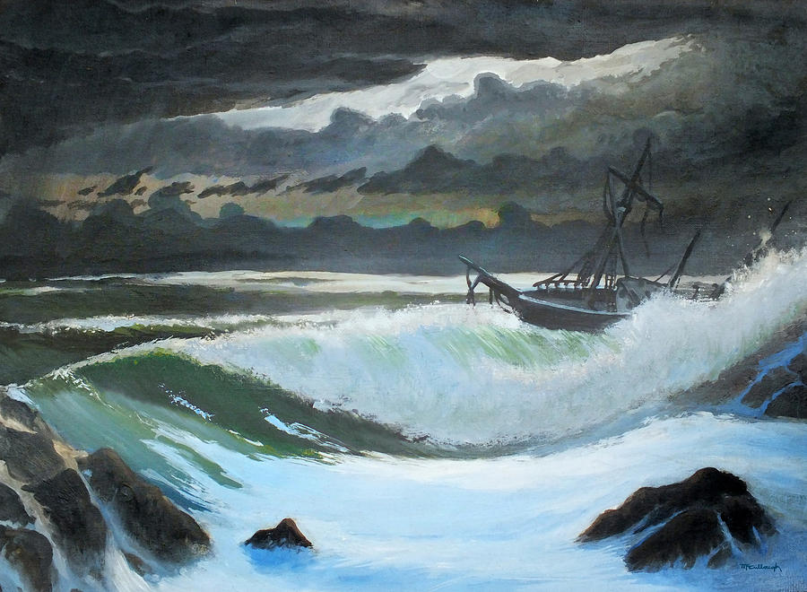 Shipwreck in the Eye of the Storm Painting by Duane McCullough