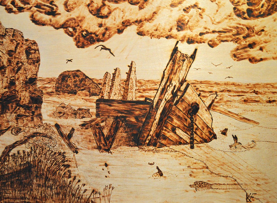 Shipwreck Pyrography by Ken Figurski
